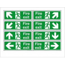Fire Exit - RIGHT Arrow Self Adhesive Sticker - 300x100mm (2 Pieces)